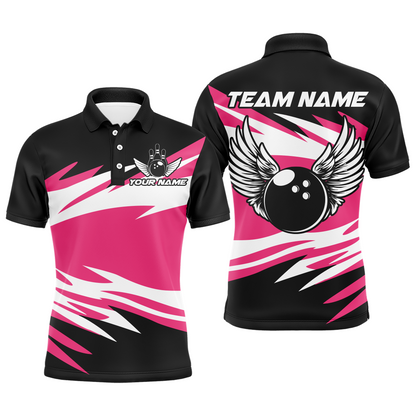 Camo Angel Wings Polo Bowling Shirts for Men Bowling Team Jersey Multicolor QZT470