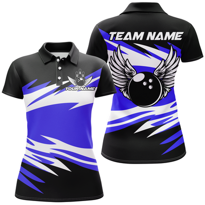 Camo Angel Wings Polo Bowling Shirts for Women Bowling Team Jersey Multicolor QZT470
