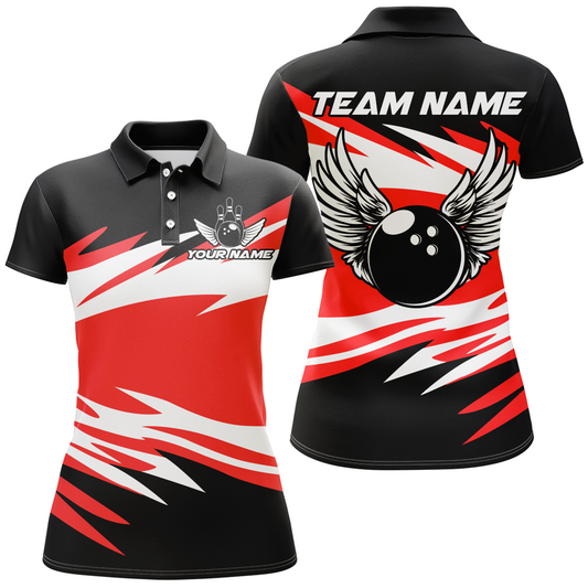 Camo Angel Wings Polo Bowling Shirts for Women Bowling Team Jersey Multicolor QZT470