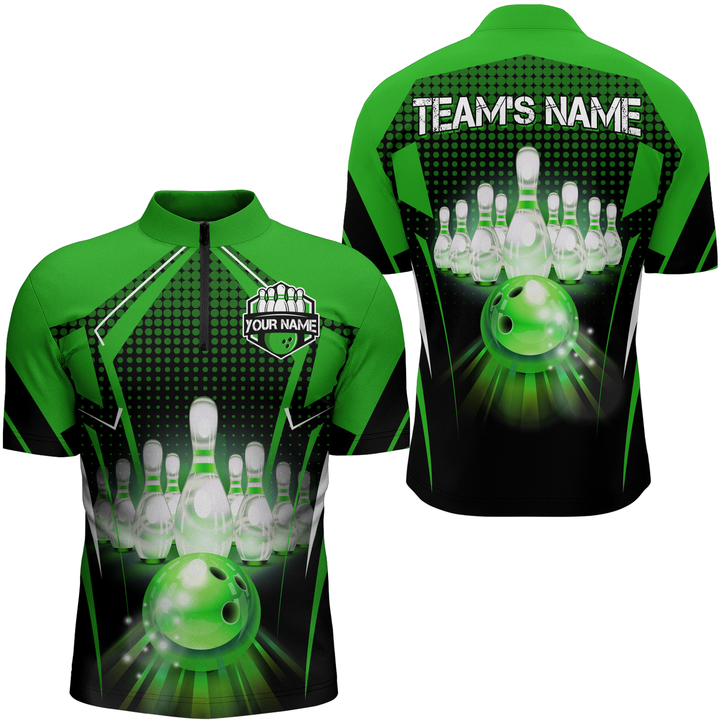Custom Quarter-Zip Bowling Shirt Men Bowling Team Jersey QZT59