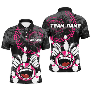 Custom Funny Bowling Shirts for Men Multicolor Bowling Team Jersey Polo Bowling League QZT480