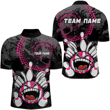 Load image into Gallery viewer, Custom Funny Bowling Shirts for Men Bowling Team Jersey Quarter Zip Bowling League QZT480