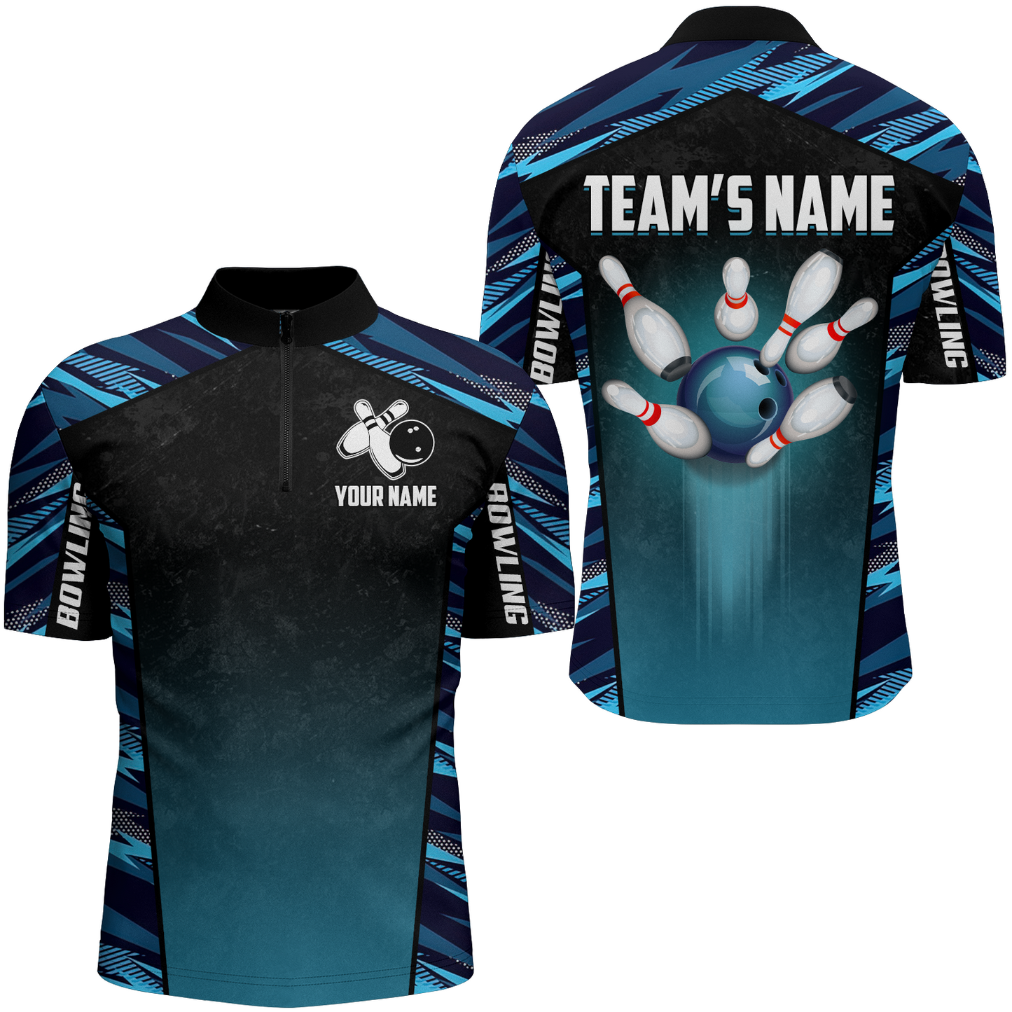 Custom Bowling Shirt for Men Bowling Jersey Bowling Team League Quarter-Zip Shirt QZT115