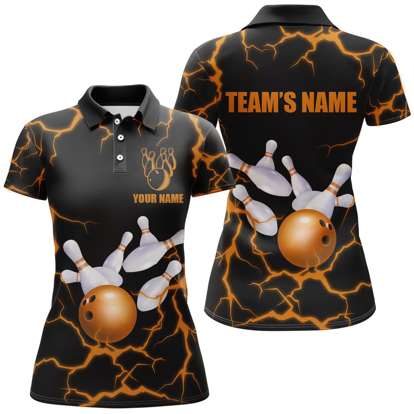 Personalized 3D Women's Bowling Team Jersey Bowling Shirt American Bowling Polo Shirt QZT33