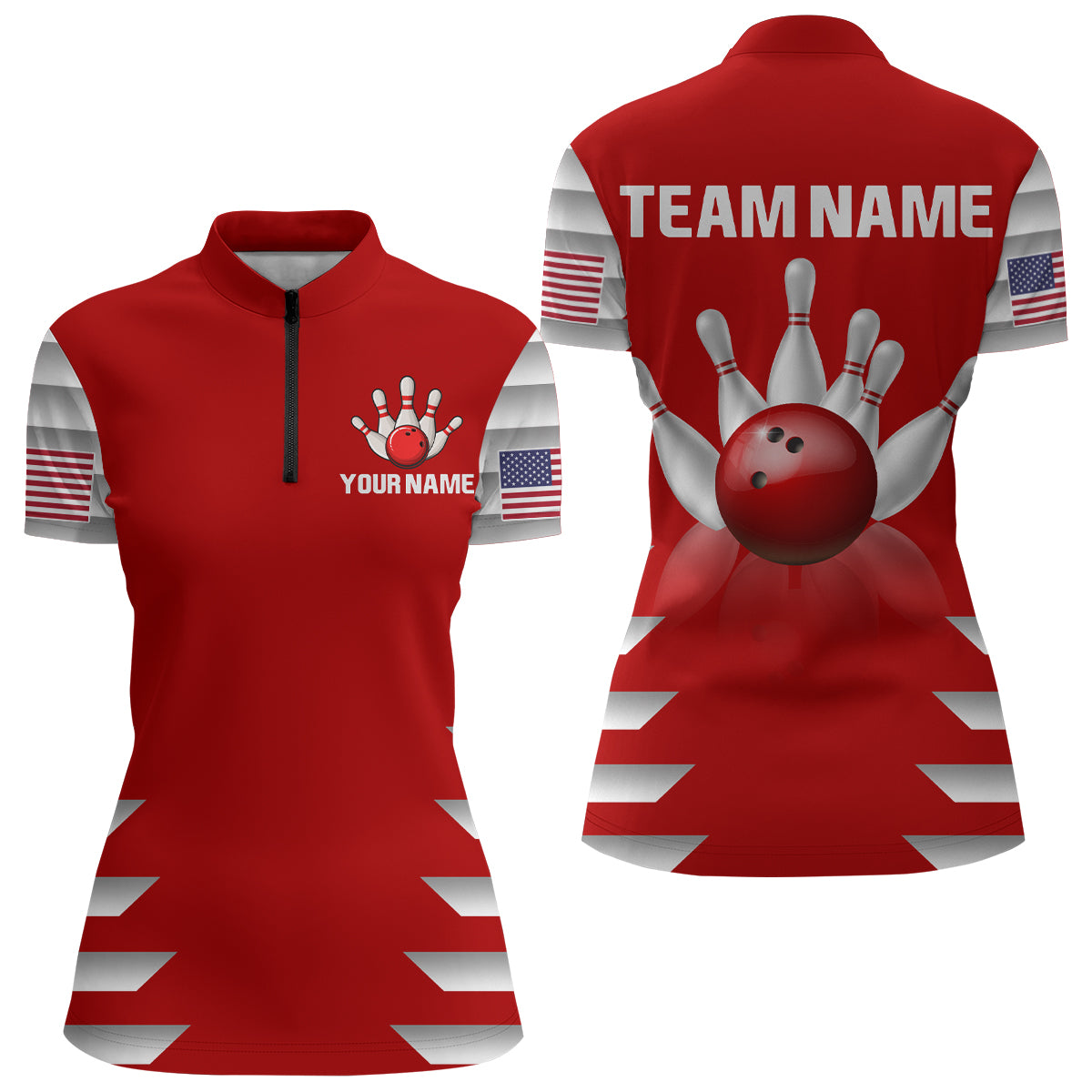 Custom Bowling Shirt for Women Bowling Jersey Bowling Team League Quarter-Zip Shirt QZT210