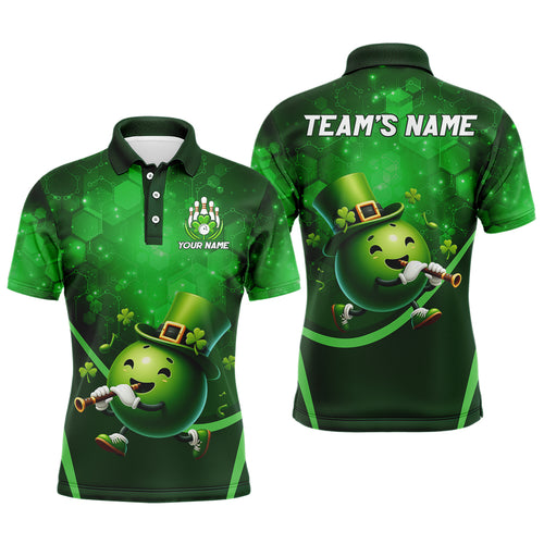 Lucky Bowling Shirt for Men St. Patrick Day Bowling Shirt Custom Green Polo Shirt QZT219