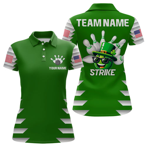 Lucky Bowling Shirt for Women St. Patrick Day Bowling Shirt Custom Green Polo Team Shirt  QZT221