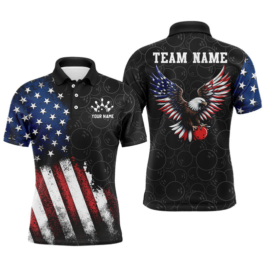 American Bowling Polo Shirt for Men Custom Bowling Team Jersey  Bowling Shirt QZT14