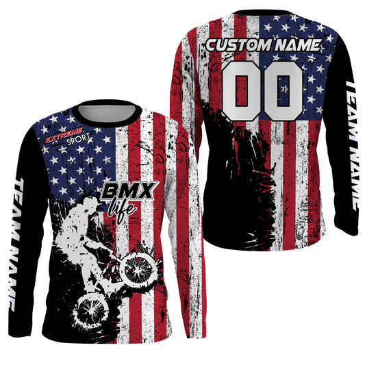 American Bicycle Jersey UPF30+ Patriotic BMX Racing Off-Road Adult&Kid BMX Life Jersey| LUT01