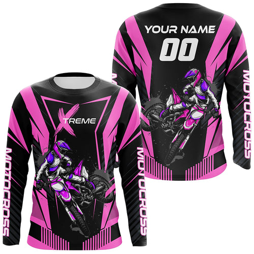Extreme Dirt Bike Jersey Pink UPF30+ Custom Kid Men Women Motocross Riding Shirt Off-Road Jersey PDT669