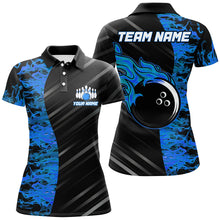 Load image into Gallery viewer, Blue Flames Bowling Jersey Men Women Custom Bowling Polo Shirt For Team BDT487