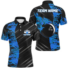 Load image into Gallery viewer, Blue Flames Bowling Jersey Men Women Custom Bowling Polo Shirt For Team BDT487