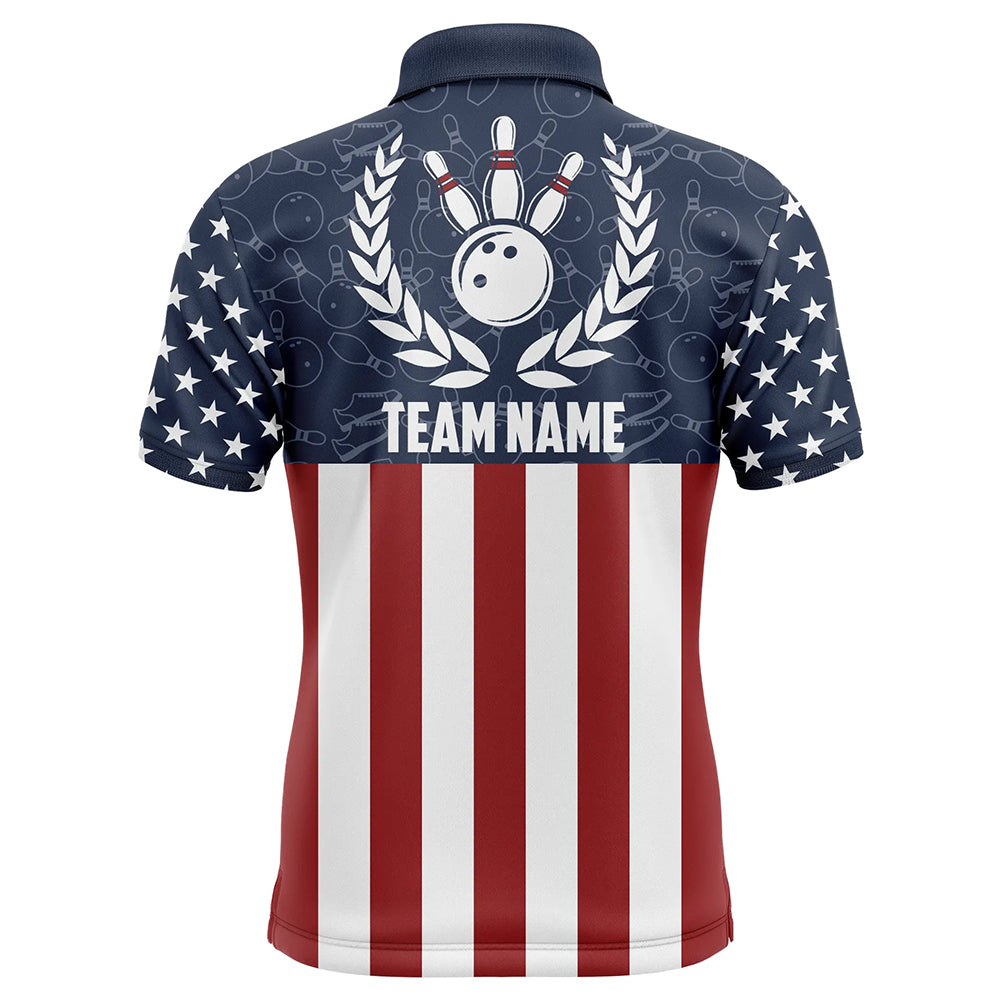 American Flag Bowling Polo Shirt For Men Custom Bowling Shirt Team League Bowling Jersey BDT311