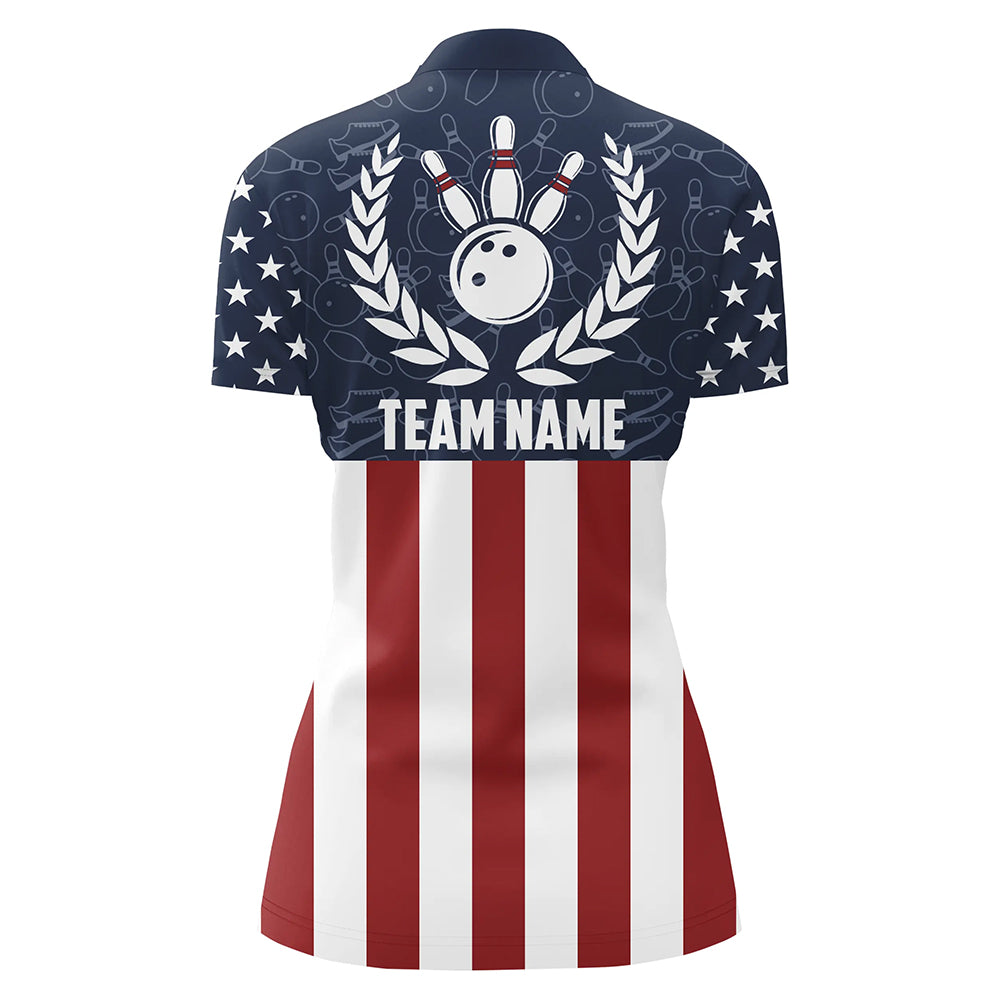 American Flag Bowling Quarter-Zip Shirt For Women Custom Bowling Shirt Team League Bowling Jersey BDT311