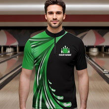 Load image into Gallery viewer, Personalized Green Bowling Team Jersey For Men &amp; Women Custom Quarter Zip Bowling Shirt BDT457