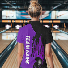 Load image into Gallery viewer, Purple Flame Bowling Quarter Zip Shirts Men &amp; Women Custom Bowling Team League Jerseys BDT471