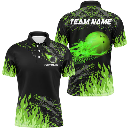 Green Flame Bowling Polo Shirts Men And Women Custom Bowling Team Jersey Unisex Uniform Bowlers BDT523