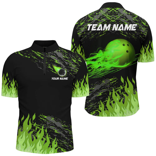 Green Flame Bowling Shirts Men And Women Custom Bowling Team Jersey Unisex Uniform Bowlers BDT523