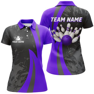 Custom Bowling Shirt Men Women Purple Camo Bowling Team Jersey Polo Bowling Shirts Unisex BDT592