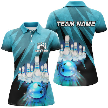 Custom Turquoise Bowling Shirt For Couple Bowling Team Jersey Men Women Bowler Gift BDT501