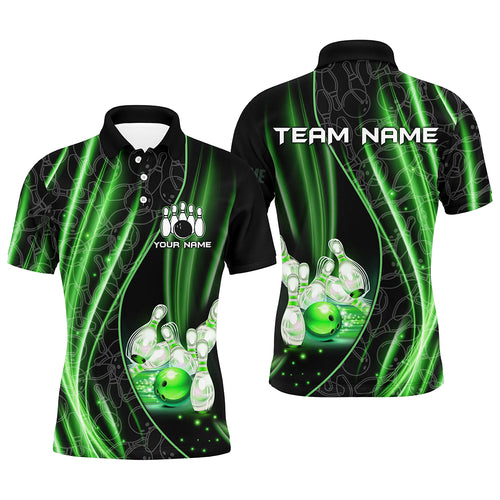 Green Light Bowling Shirt For Men Women Custom Team Bowling Jersey For Couples BDT504