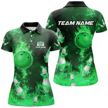 Load image into Gallery viewer, Green Flame Bowling Shirts Men &amp; Women Custom Bowling Team Jersey Polo Bowling Uniform BDT529