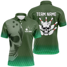 Load image into Gallery viewer, Green Skull Bowling Shirts Men &amp; Women Custom Polo Bowling Team Jersey Unisex BDT484