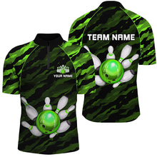Load image into Gallery viewer, Personalized Green Camo Bowling Shirts Unisex 1/4 Bowling Team Jersey Men Women BDT485