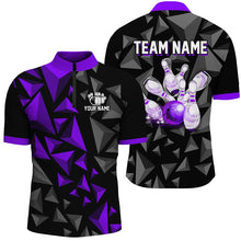 Load image into Gallery viewer, Custom 1/4 Zip Shirts For Men And Women Purple Bowling Team League Jersey Bowler BDT500