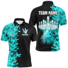 Load image into Gallery viewer, Turquoise Butterfly Bowling Polo Shirts For Men Women Custom Bowling Jersey Team BDT505