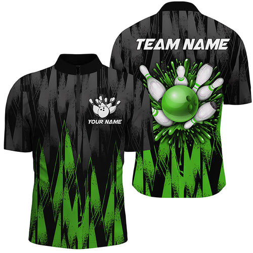 Unisex Bowling Team Jerseys Custom Green Bowling Quarter Zip Shirt For Men & Women BDT458