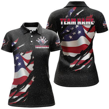 Load image into Gallery viewer, Patriotic Bowling Jersey For Couples Custom Black Bowling Shirt Men Women| Polo BDT518
