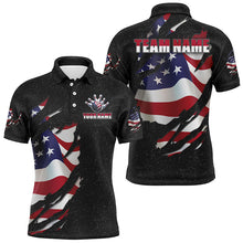 Load image into Gallery viewer, Patriotic Bowling Jersey For Couples Custom Black Bowling Shirt Men Women| Polo BDT518