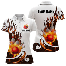 Load image into Gallery viewer, White&amp;Orange Bowling Shirts For Men &amp; Women Custom Flame Bowling Team Jersey Polo BDT537