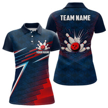 Load image into Gallery viewer, Navy&amp;Red Bowling Shirt Unisex Custom Bowling Team Jersey For Men &amp; Women Polo Bowling Outfit BDT573
