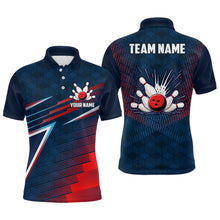 Load image into Gallery viewer, Navy&amp;Red Bowling Shirt Unisex Custom Bowling Team Jersey For Men &amp; Women Polo Bowling Outfit BDT573