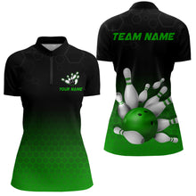 Load image into Gallery viewer, Personalized Green Bowling Shirt for Men &amp; Women Bowling Team Jersey Bowling Quarter-Zip BDT555