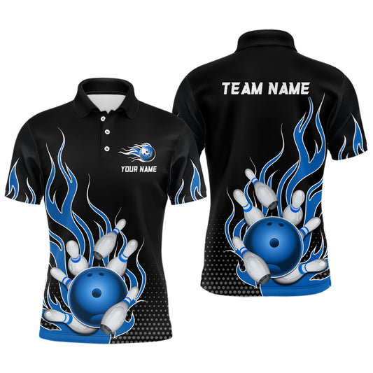 Blue Flame Bowling Polo Shirts for Men And Women Custom Bowling Team Jerseys Unisex BDT477