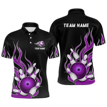 Load image into Gallery viewer, Purple Flame Bowling Polo Shirts for Men And Women Custom Bowling Team Jerseys Unisex BDT477