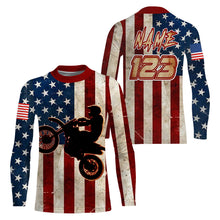 Load image into Gallery viewer, Custom Motocross Jersey Youth Men UPF30+ American Flag Dirt Bike Shirt Extreme Off-Road Motorcycle PDT619