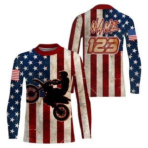 Custom Motocross Jersey Youth Men UPF30+ American Flag Dirt Bike Shirt Extreme Off-Road Motorcycle PDT619