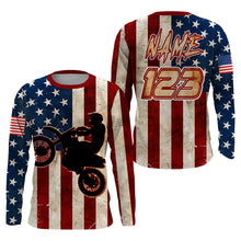 Load image into Gallery viewer, Custom Motocross Jersey Youth Men UPF30+ American Flag Dirt Bike Shirt Extreme Off-Road Motorcycle PDT619