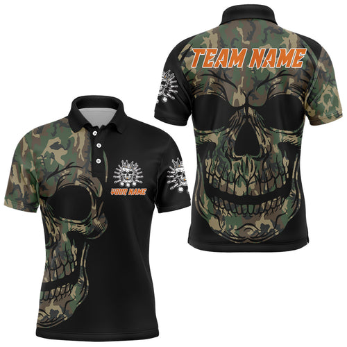 Camo Bowling Shirt Custom Skull Bowling Jersey Men Bowling Polo Shirt For Team BDT284