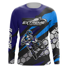 Load image into Gallery viewer, Motocross Jersey Blue UPF30+ Youth Kids Mens Dirt Bike Shirt Extreme Racing Shirt Off-Road XM35