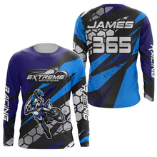 Load image into Gallery viewer, Motocross Jersey Blue UPF30+ Youth Kids Mens Dirt Bike Shirt Extreme Racing Shirt Off-Road XM35