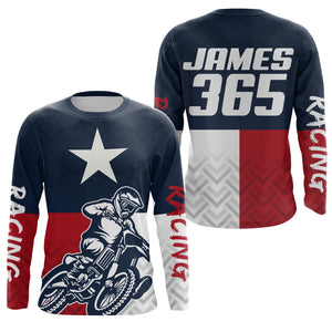 Texas Flag Motocross Jersey Kid Men Women UPF30+ Custom Dirt Bike Off-Road Shirt Motorcycle Jersey PDT780