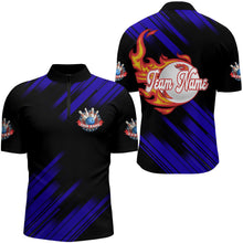 Load image into Gallery viewer, Bowling Quarter-Zip Shirt For Men Custom Flame Bowling Jersey Team Bowling Shirt BDT262