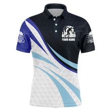Load image into Gallery viewer, Black&amp;Blue Bowling Jersey For Men Personalized Bowling Polo Shirt BDT277