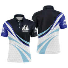 Load image into Gallery viewer, Black&amp;Blue Bowling Jersey For Men Personalized Bowling Polo Shirt BDT277