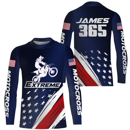Kid&Adult Motocross Jersey Personalized UPF30+ American Dirt Bike Shirt Off-Road Motorcycle Jersey PDT747